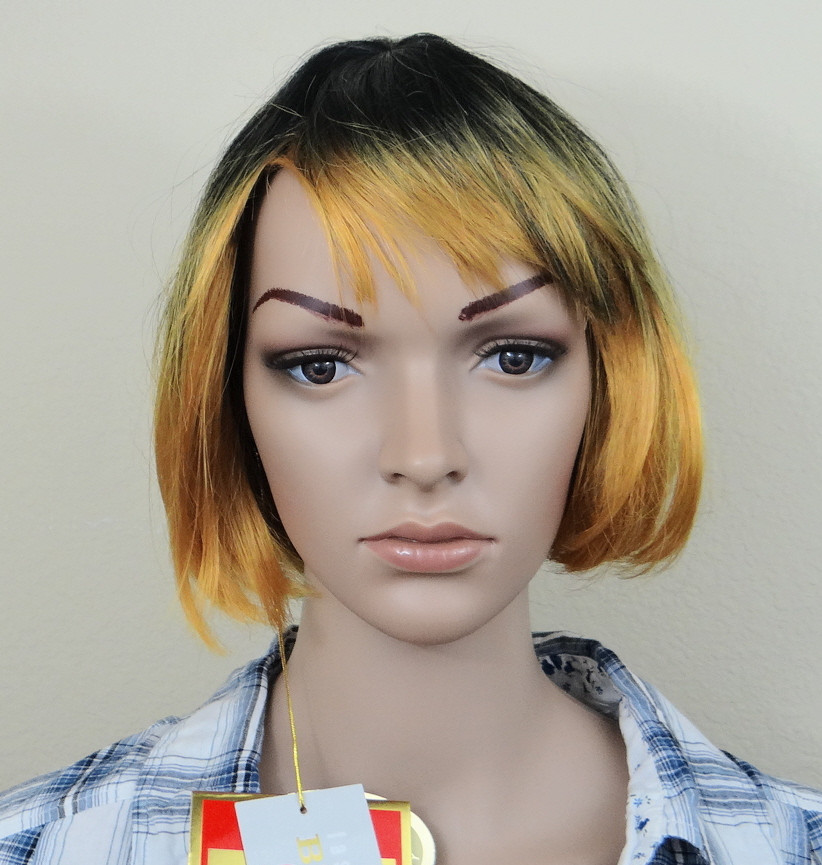 SAM SUNG IMEX #2TS 1B/144 off black tipped golden blonde straight hair Full Wig