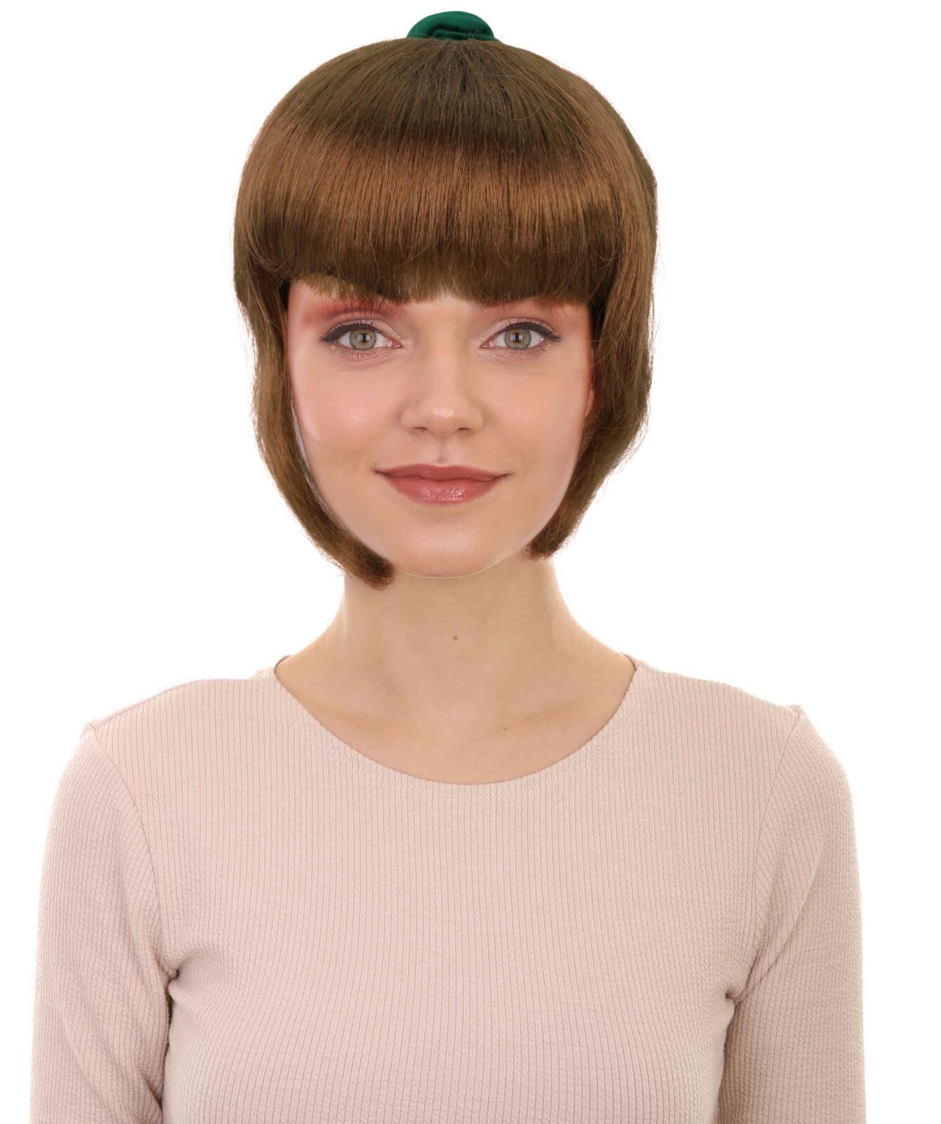 Adult Women’s Chrissy Cheerleader Straight Wavy Brown Ponytail Wig HW-7147