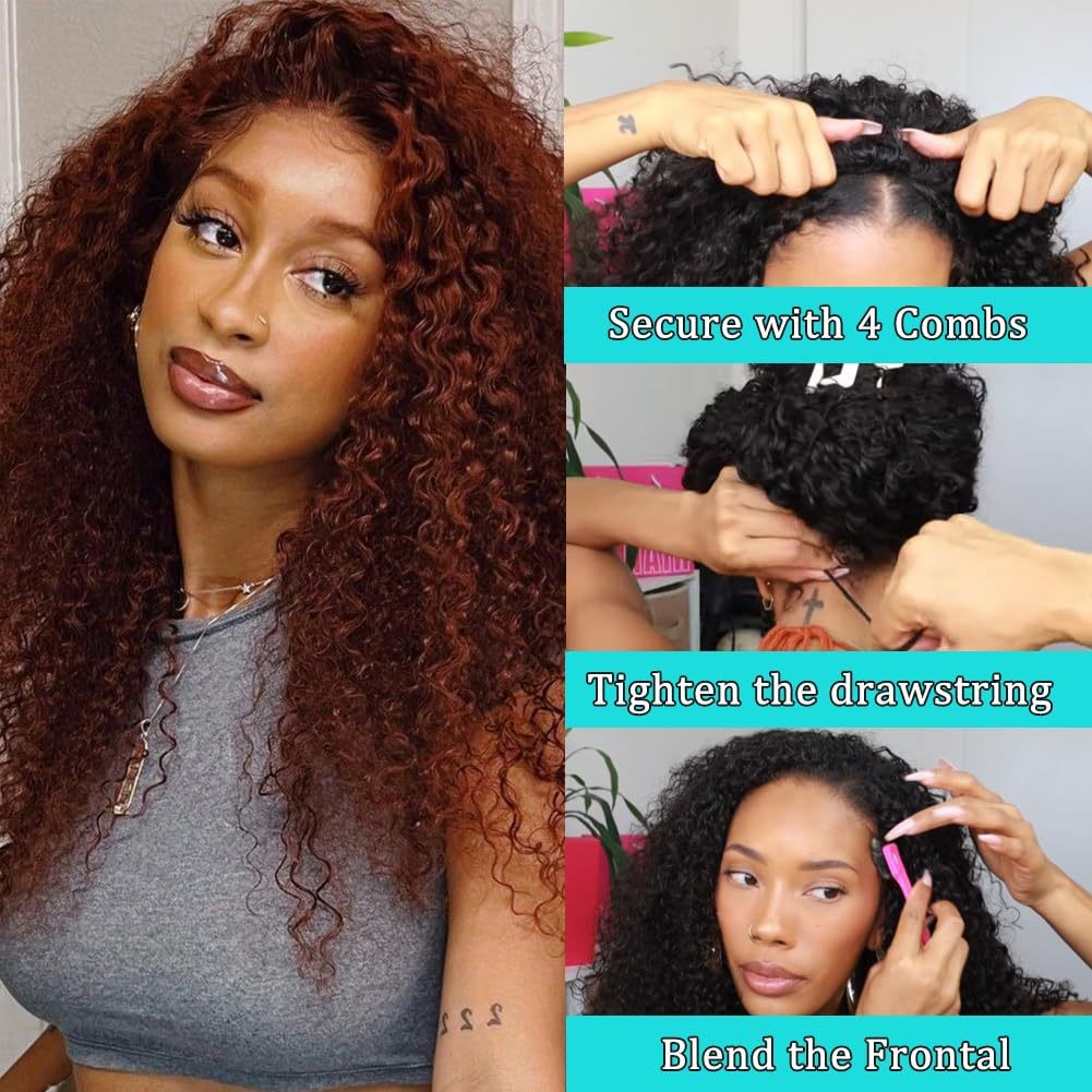 3 in 1 Multi-color Optional Small Kinky Curly Long Wig Heat Resistant Synthetic
