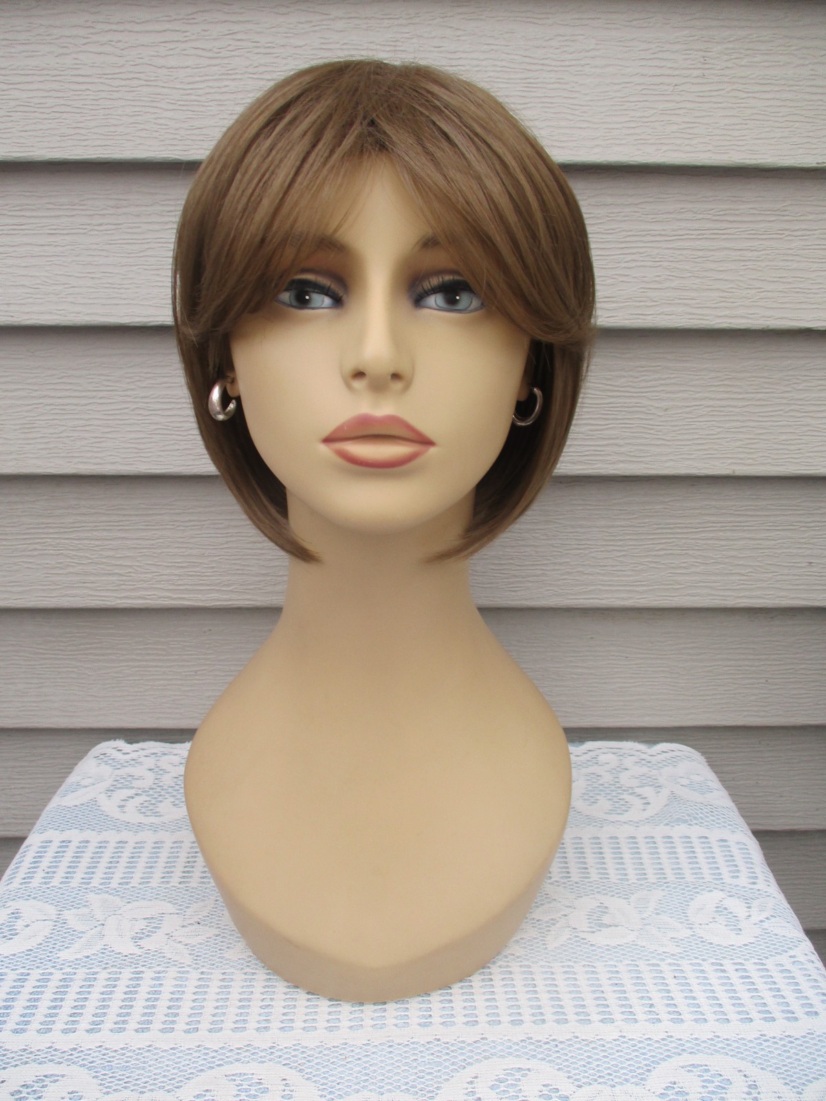 Paula Young TOPPER Curlable BEAUTIFUL Hair Piece w/Bangs LT ASH BROWN Full Cap