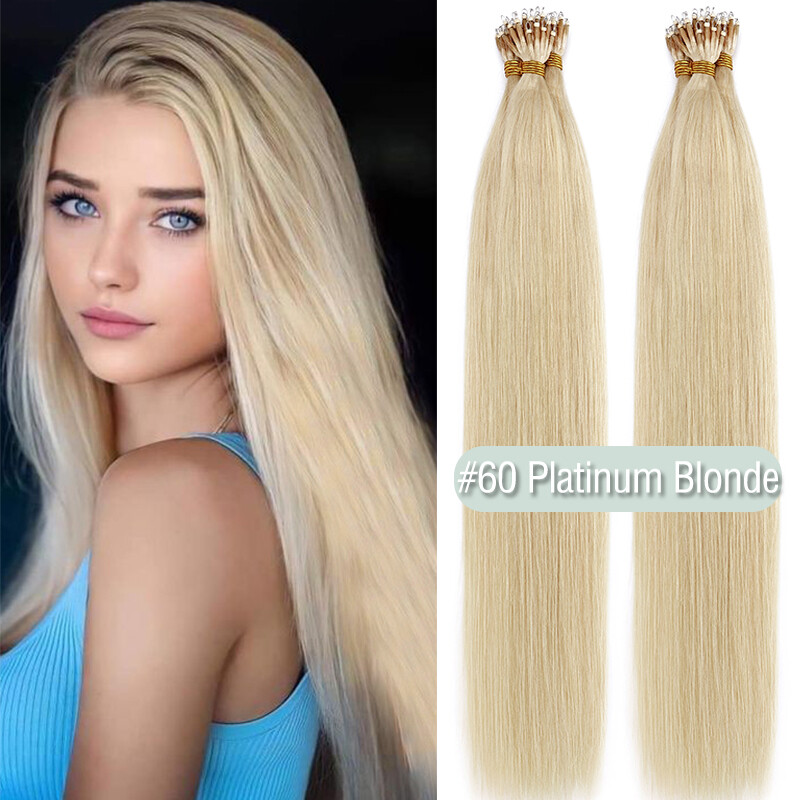 100s Thick Nano Ring Real Remy Human Hair Extensions Microlink Loop Bead Hair