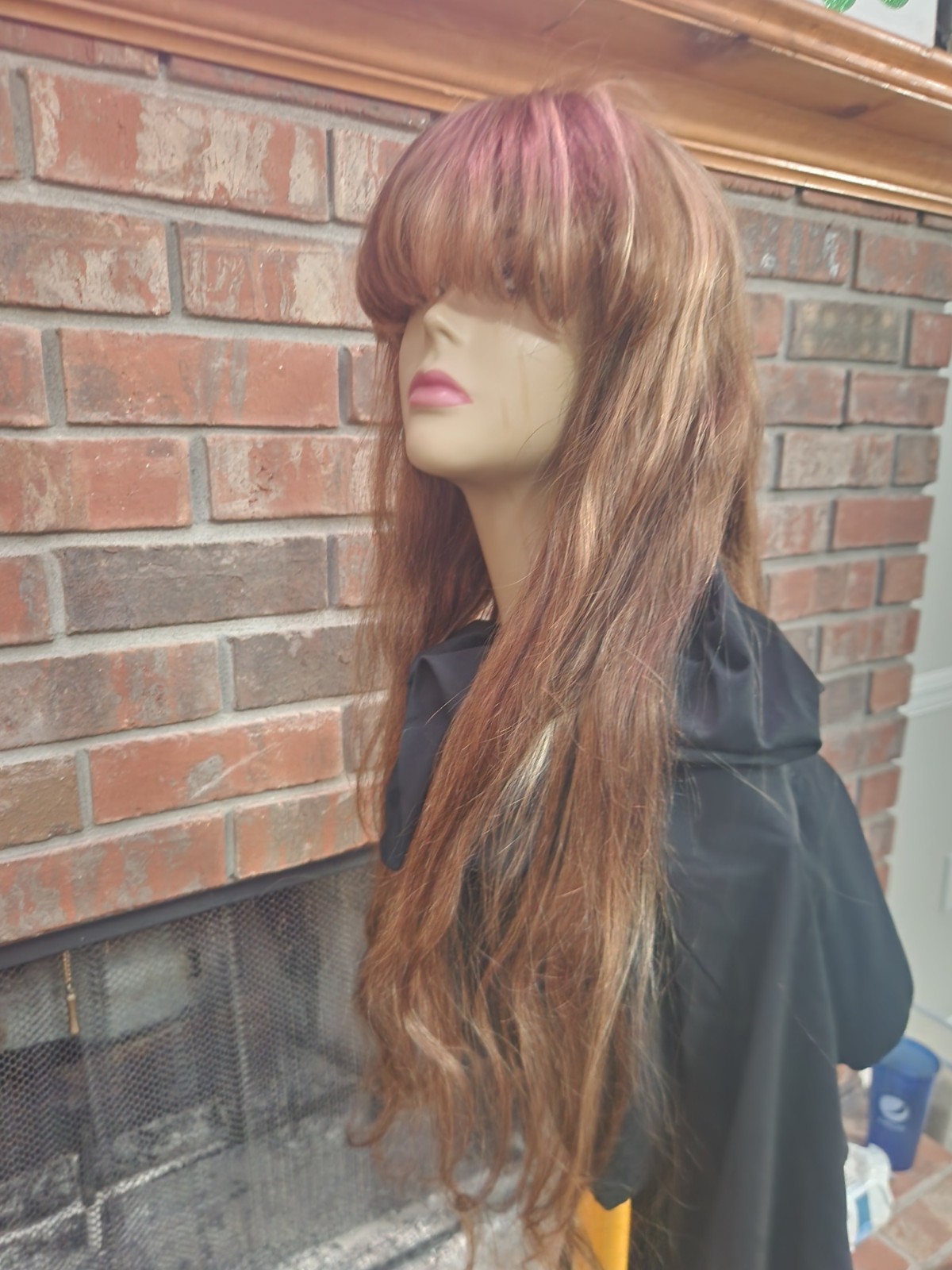 Pre-everything Long Wavy Wig Light Brown/Auburn with Bangs Natural Look Women