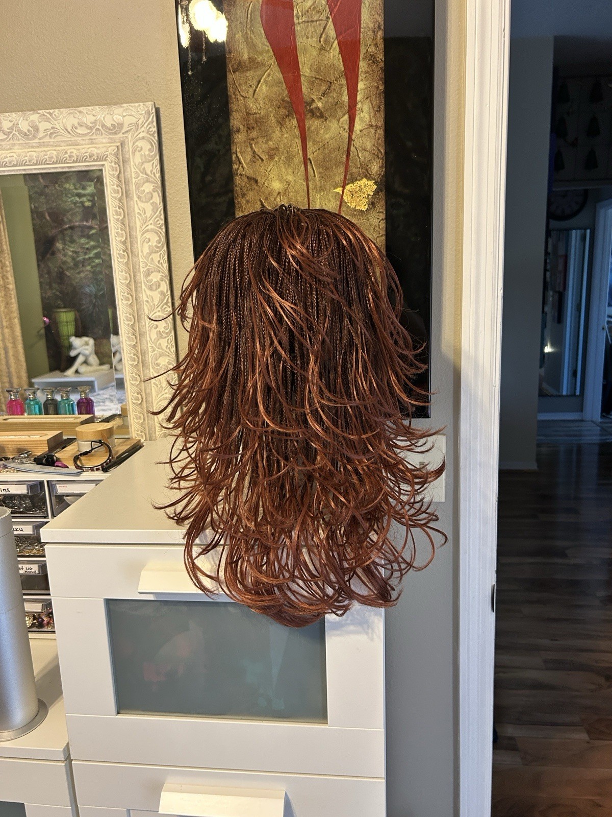 Auburn Braided Wig with Elastic Headband for Women