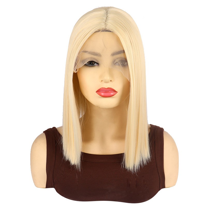 Colorful Short Bob T Part Lace Wig Heat Resistant Fiber Synthetic Full Head Wig