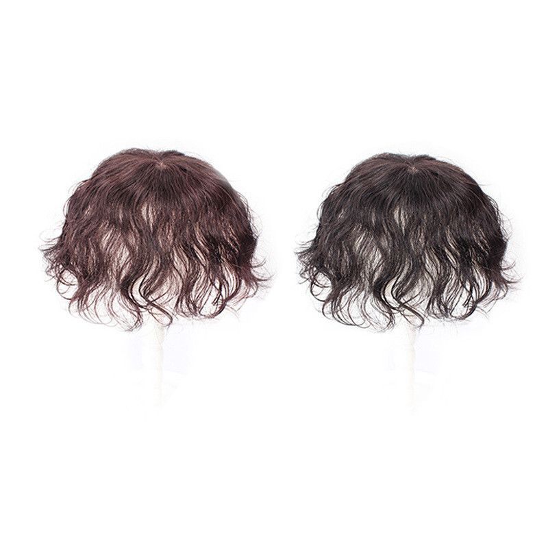 Short Wavy Curly Hair Wiglet Topper Human Hair Replacement for Women’s Thin Hair