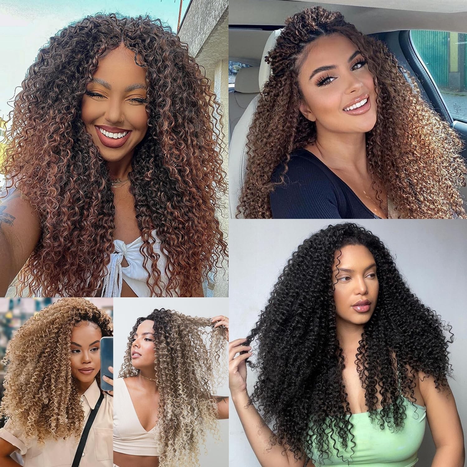 Leeven 8″ Micro Curly Crochet Hair 8 Pack Pre Looped Kinky Extensions