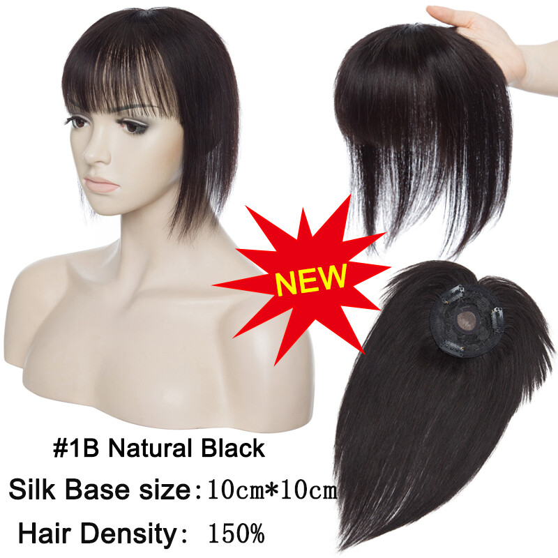 CLEARANCE Clip In Remy Human Hair Topper With Bangs For Women Top Piece Toupee