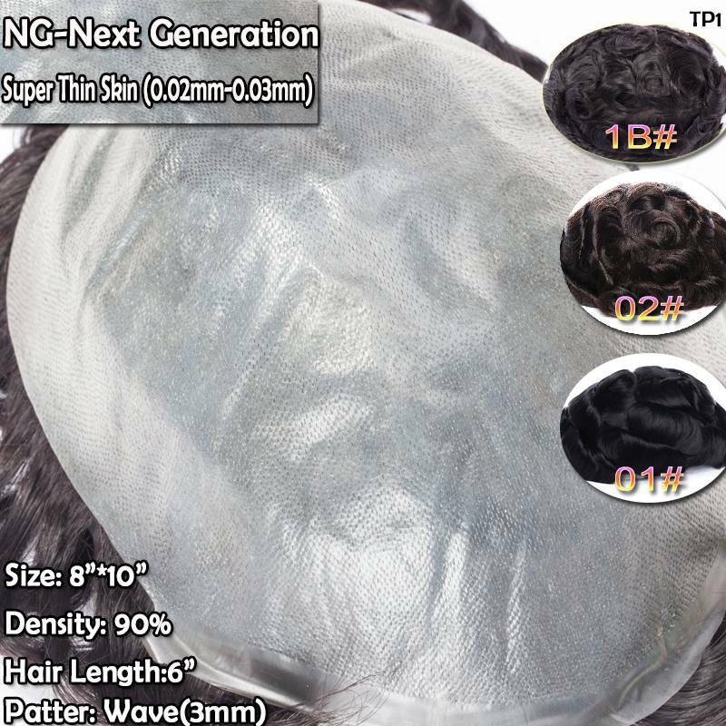 Hand Made Natural Toupee For Men 100% Virgin Human Hair System Hairpieces Skin R