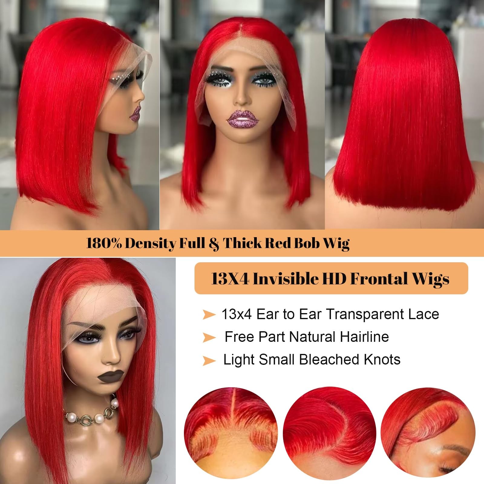 Munx 13X4 Bob Wig Wear And Go Glueless Wigs Real Human Hair 14 180 Density