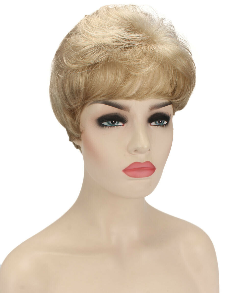 Ava – Straight Kanekalon Synthetic Fiber Full Wig, 1.5 – 4.5 in, Honey Blonde