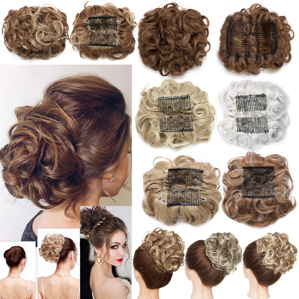 Scrunchie Messy Bun Hair Pieces Updo Chignon Clip In Ponytail As Human Hair 85g