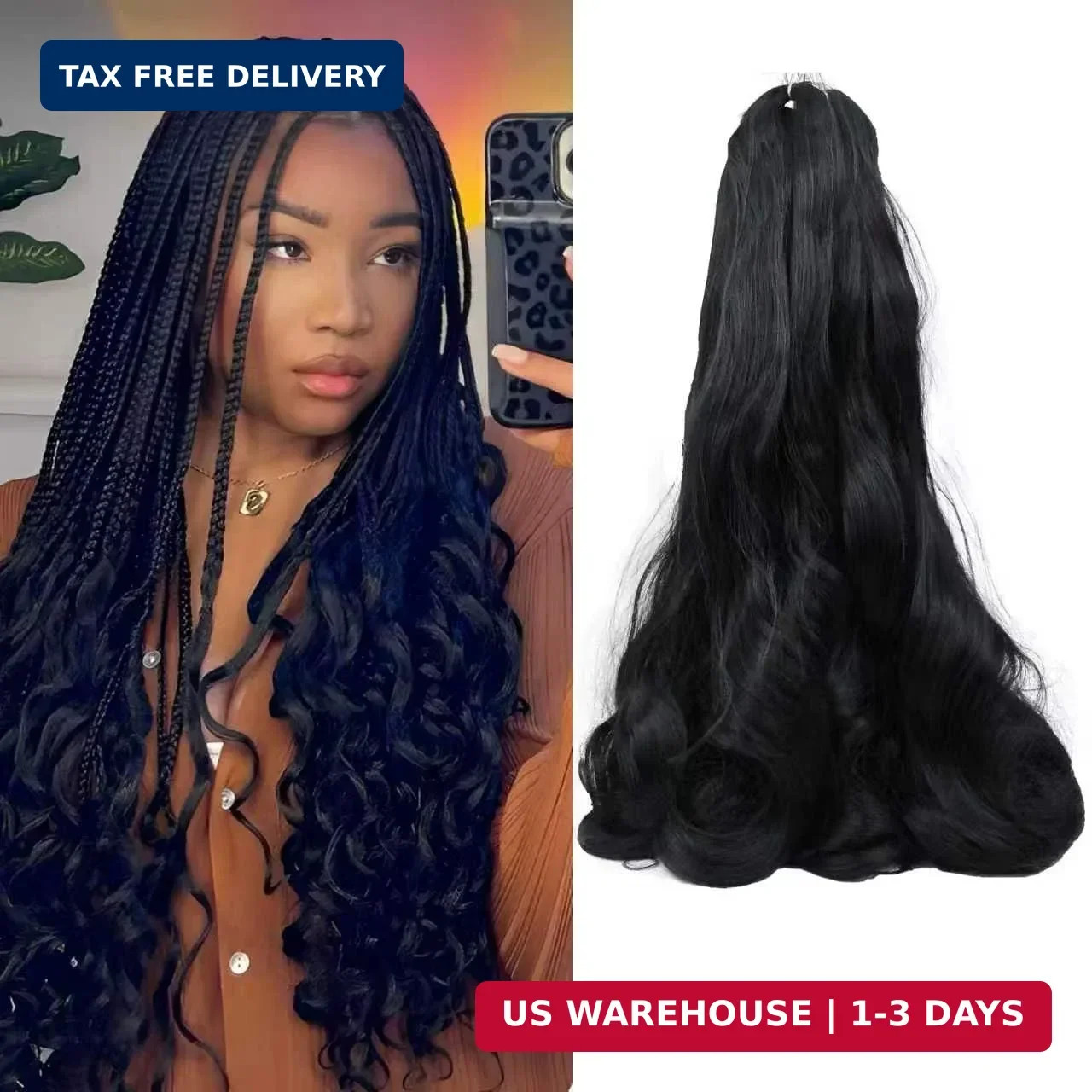 French Curly Braiding Hair 18 Inch 8 Packs 1B Curly Braiding Hair Pre Stretched