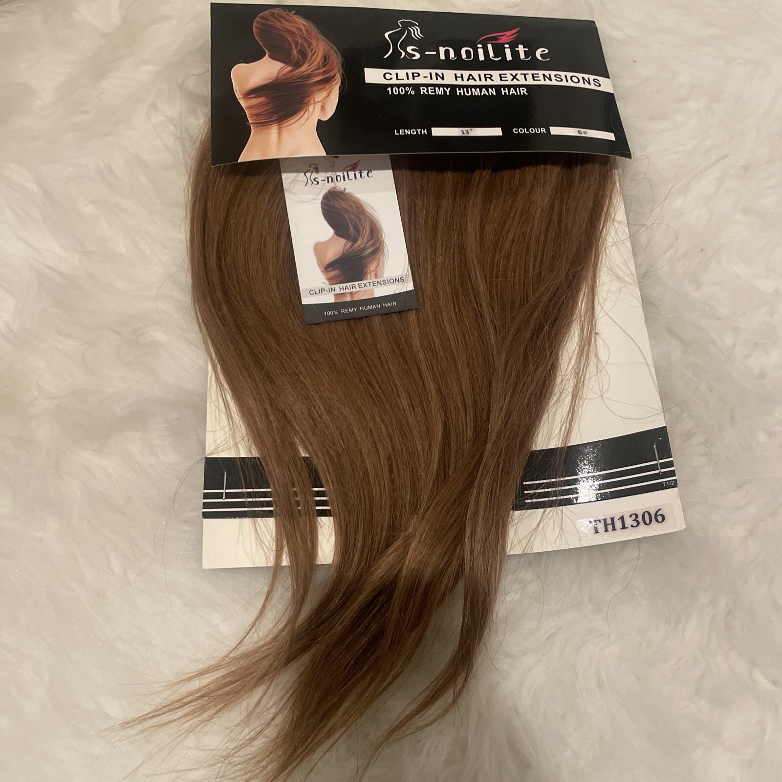 S-Noilite Clip In Hair Extensions 100% Remy Human Hair 8” #6 LT Brown TH8006 NEW