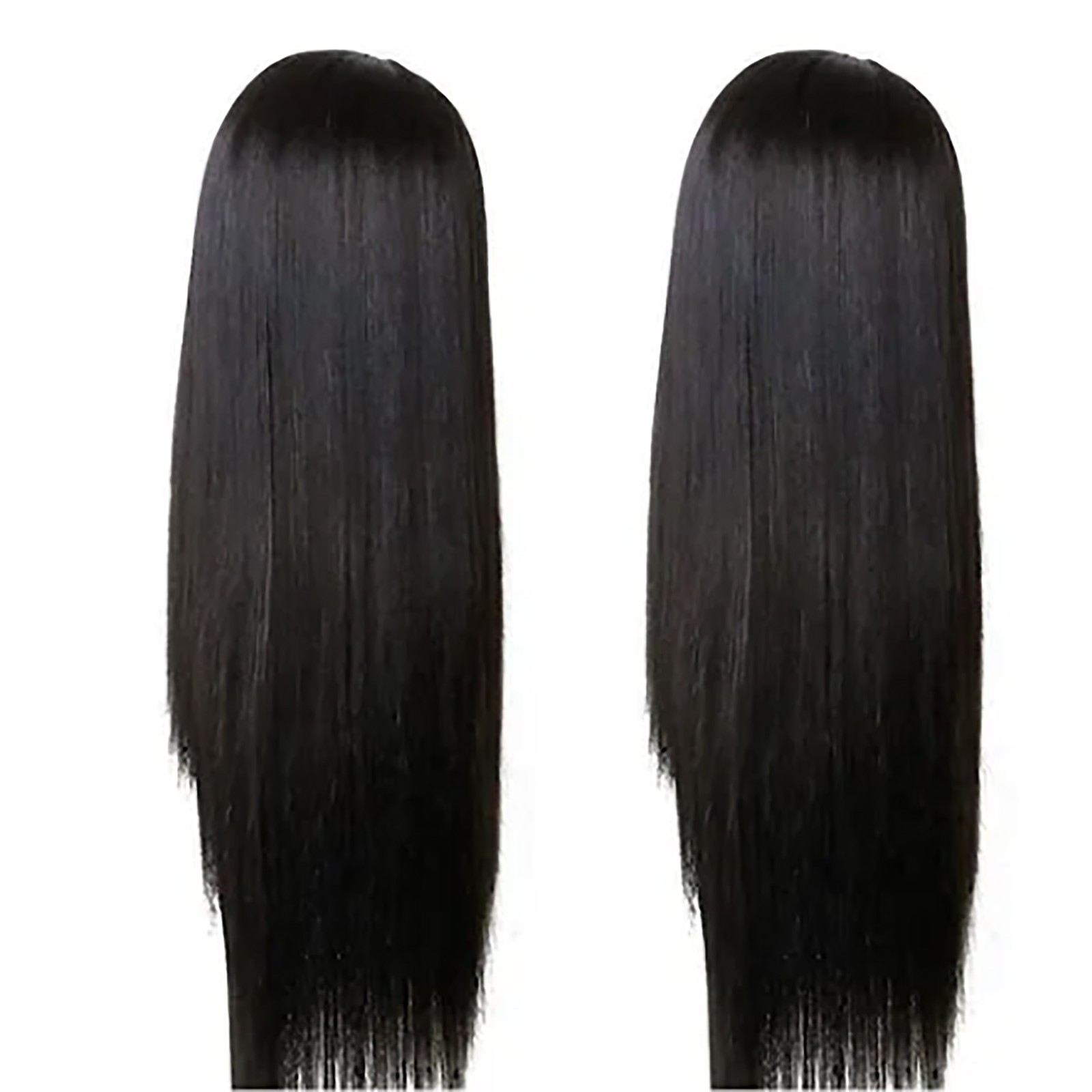 Long Black Wig With Bangs Stylish Synthetic Hair For Women