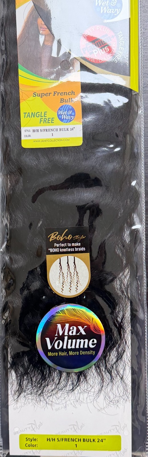 Janet Collection 100% Human Hair for Braiding SUPER FRENCH BULK 24″