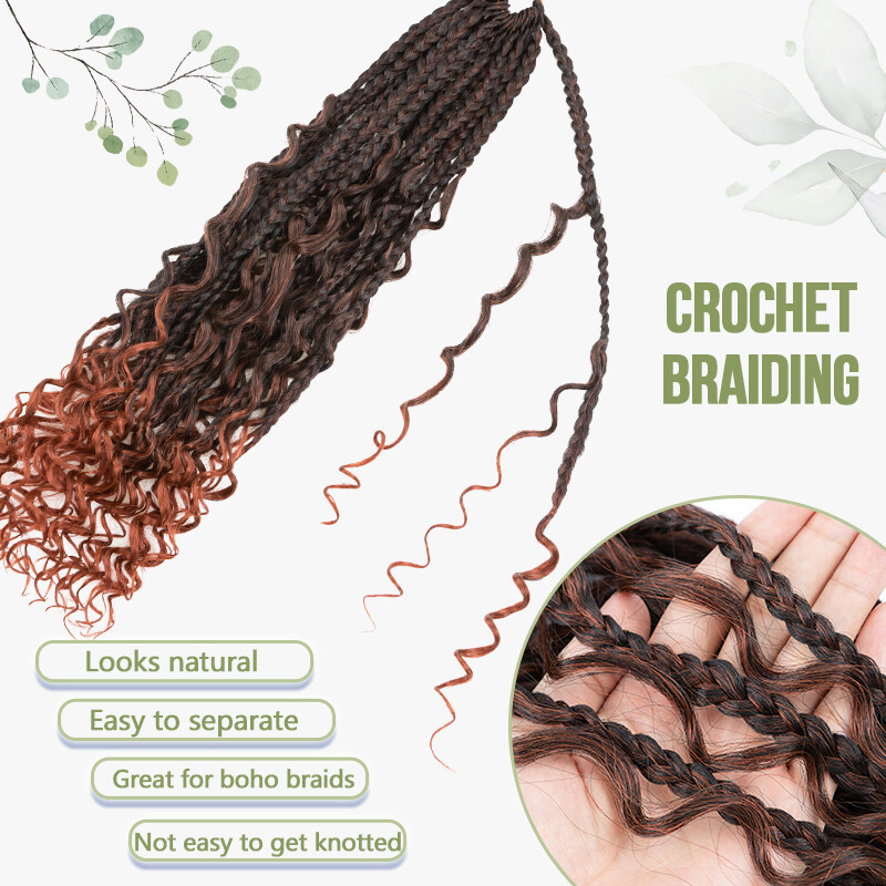 Long Thick Jumbo Box Braid Curly Ends Afro Wave Boho Crochet Braids Extensions