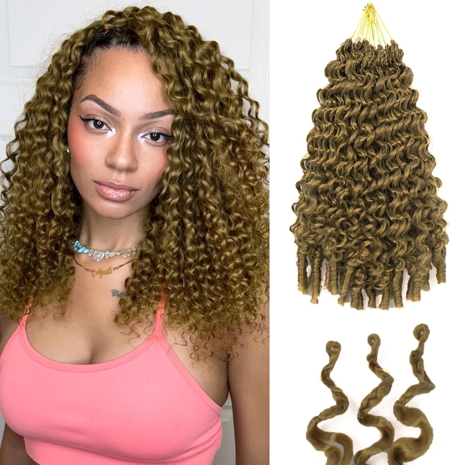 8 Packs Burmese Curly Crochet Hair 18 Inch Bohemian Braiding Hair 120 Strands