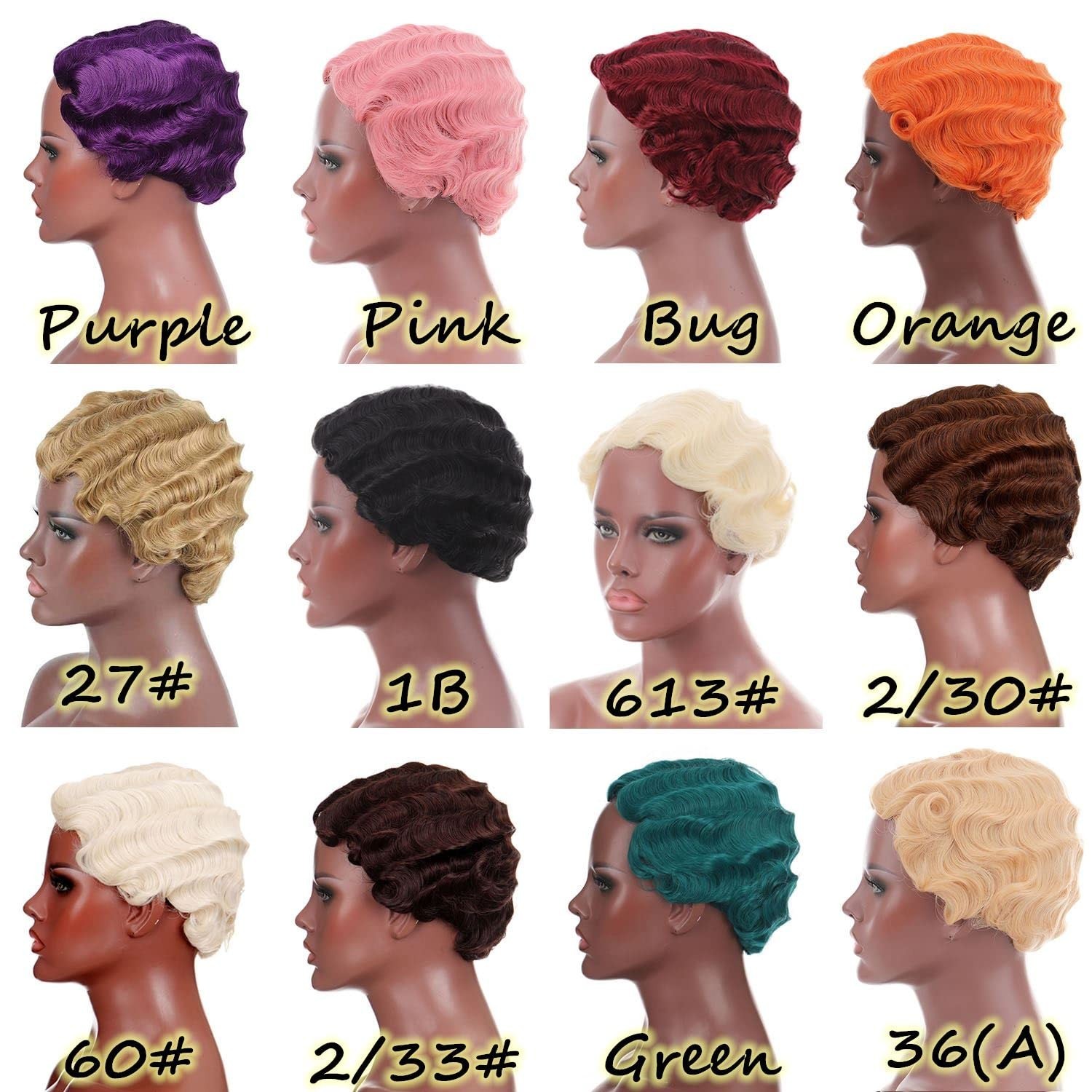 Durable Synthetic White Finger Wave Wig – Perfect for Themed Parties & Daily Use