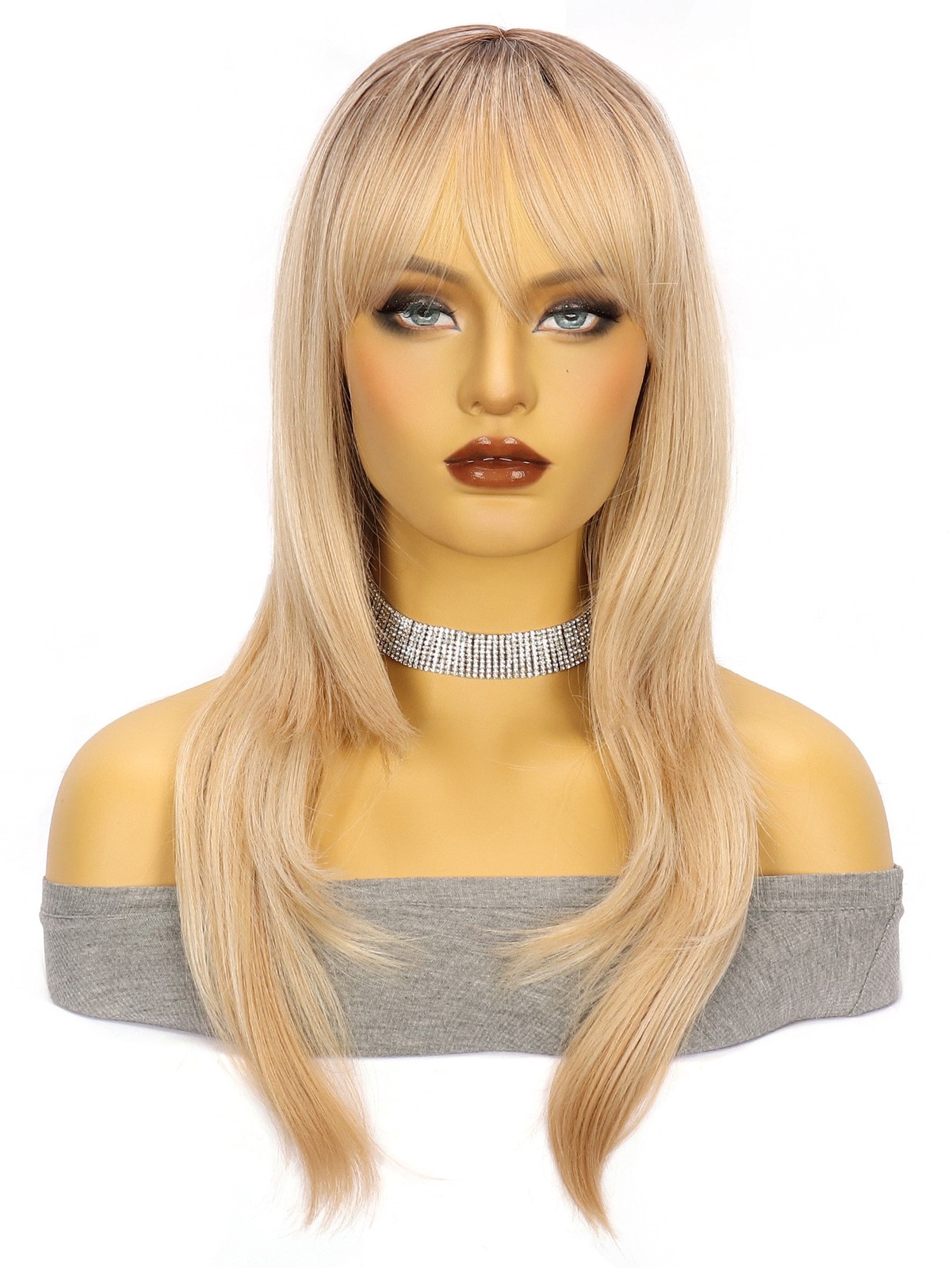 Ombre Blonde Layered Fashion Machine Made Rose Net Synthetic Wig for Women