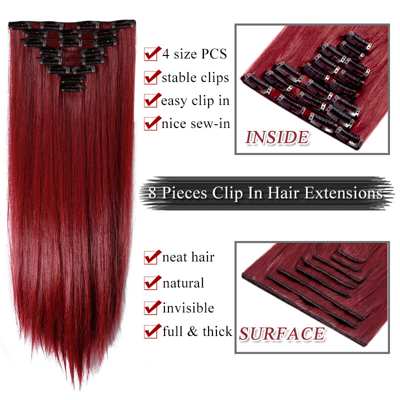 CLEARANCE 8PCS Clip In 100% Real Hair Extensions Thick Full Head as Human Hair