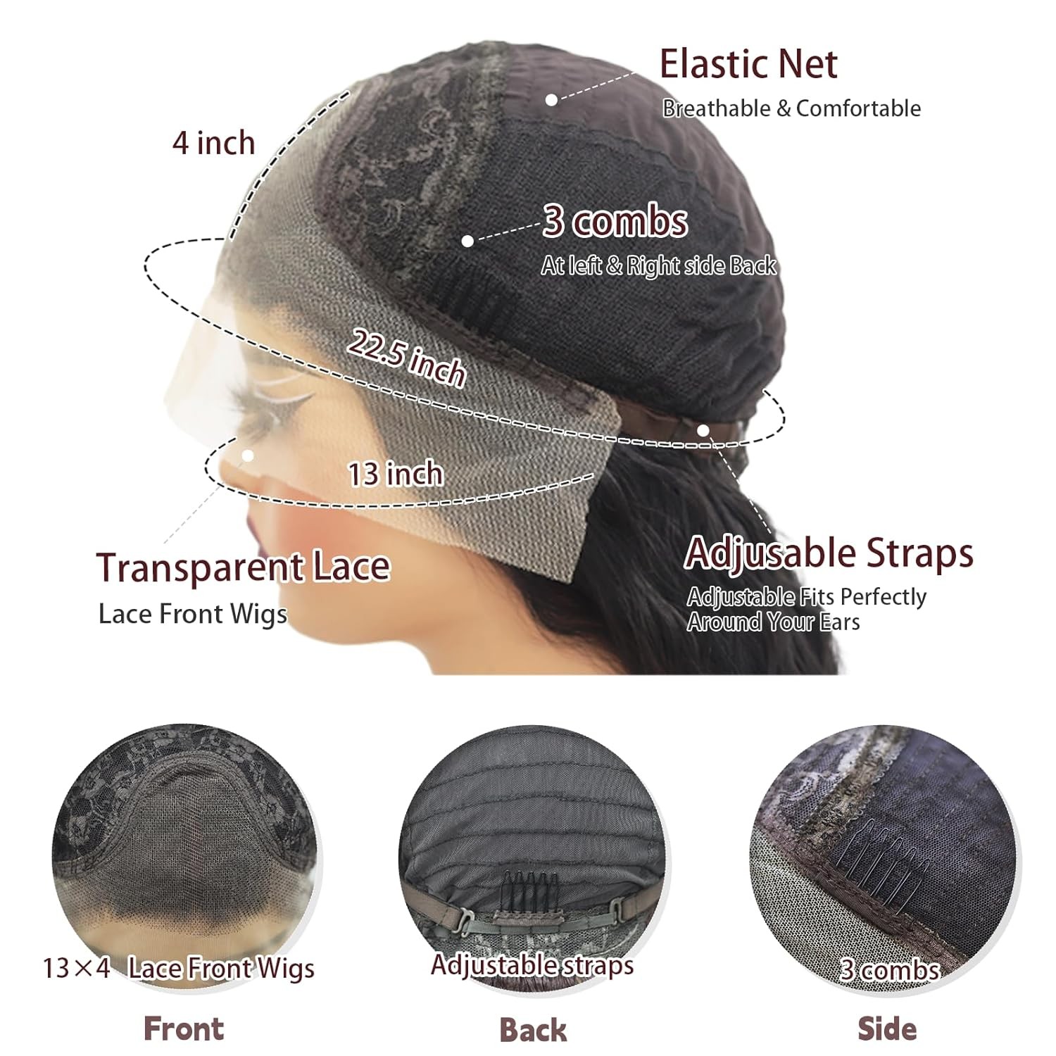 Black Curly Glueless Lace Front 13×4 Deep Wave Baby Hair Long Curly Lace Front