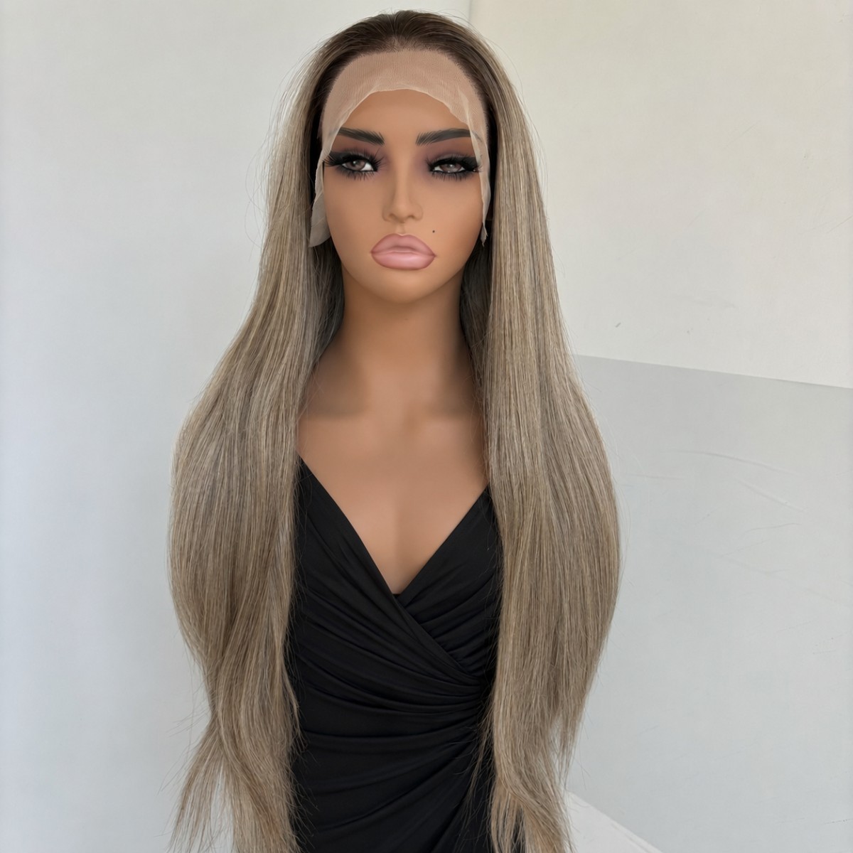 Synthetic Hair Heat Resistant Lace Front Wig Mix Blonde Long Straight