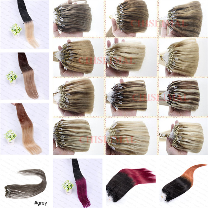Ombre Easy Microring Remy Human Hair Extension 7A 16″18″20″22″24″26″ 100S/200S