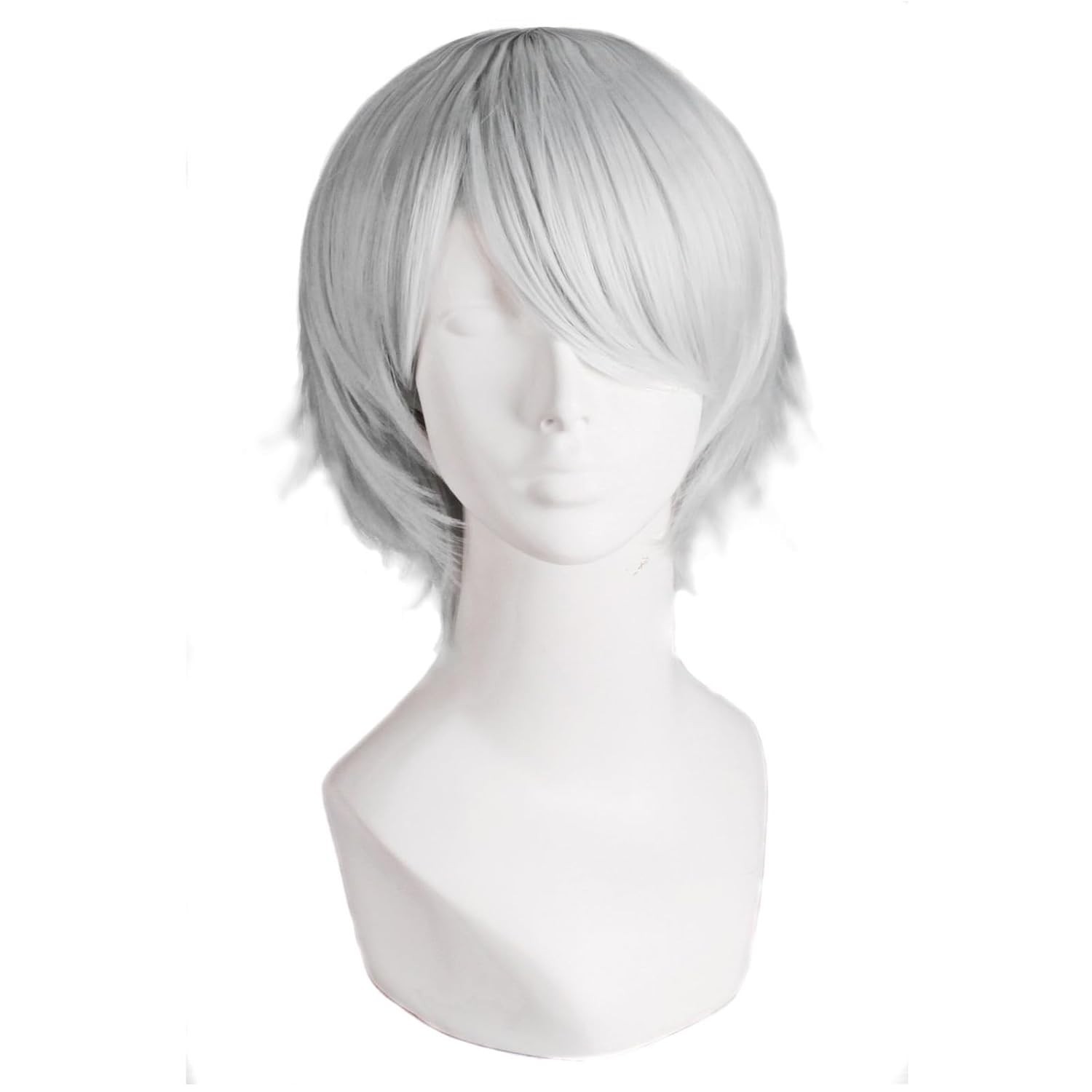 High-Temperature Fiber Silver Grey Straight Wig – Adjustable Cap for Comfort