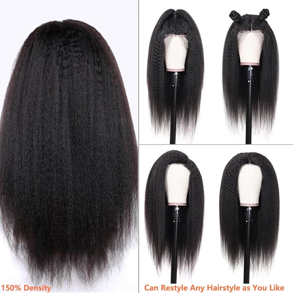 13×4 Natural Color 200% Density Kinky Straigh Transparent Lace Human Hair
