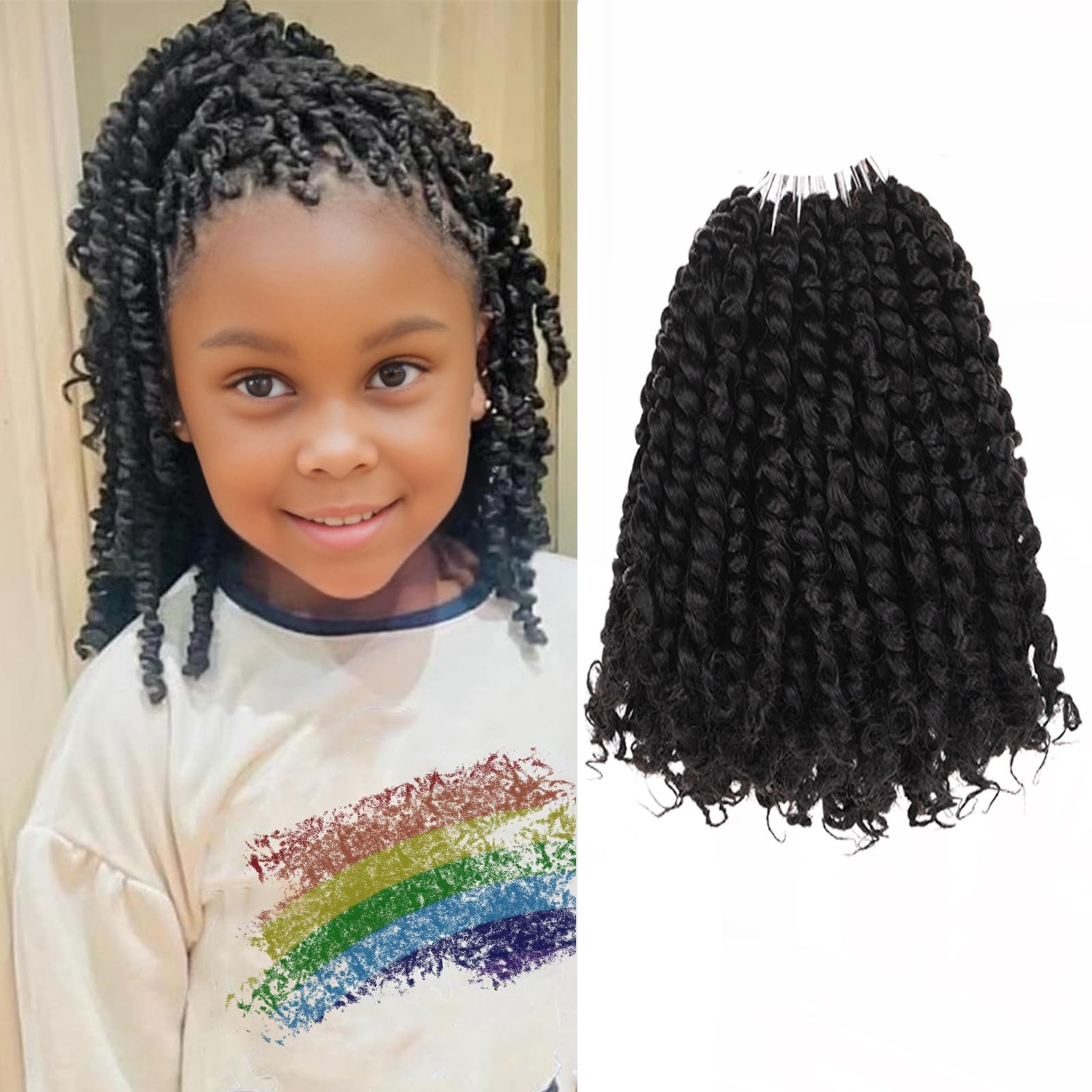6 Inch Pre Twisted Passion Twist Hair 8 Packs Natural Black Short Crochet Bom…