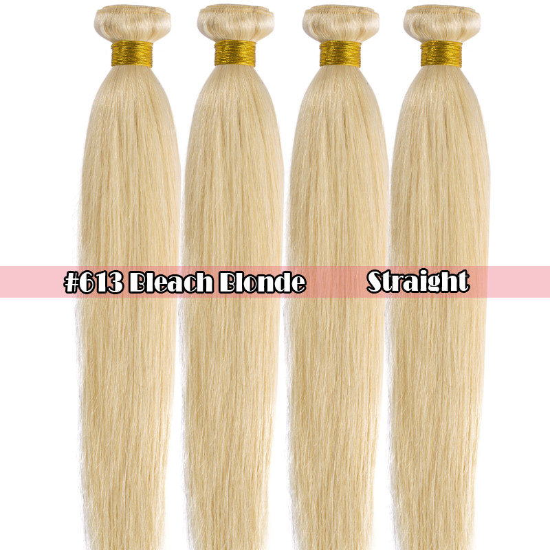 300G/3Bundles THICK Brazilian 8A Virgin Hair Weave Real Human Hair Bleach Blonde