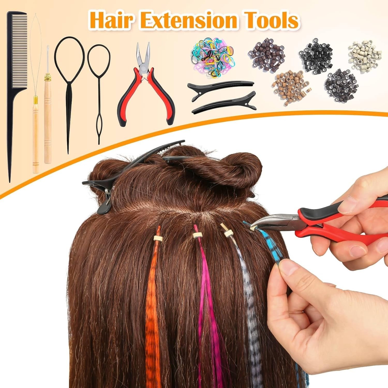 Synthetic Feather Hair Extension Set – 13 Colors