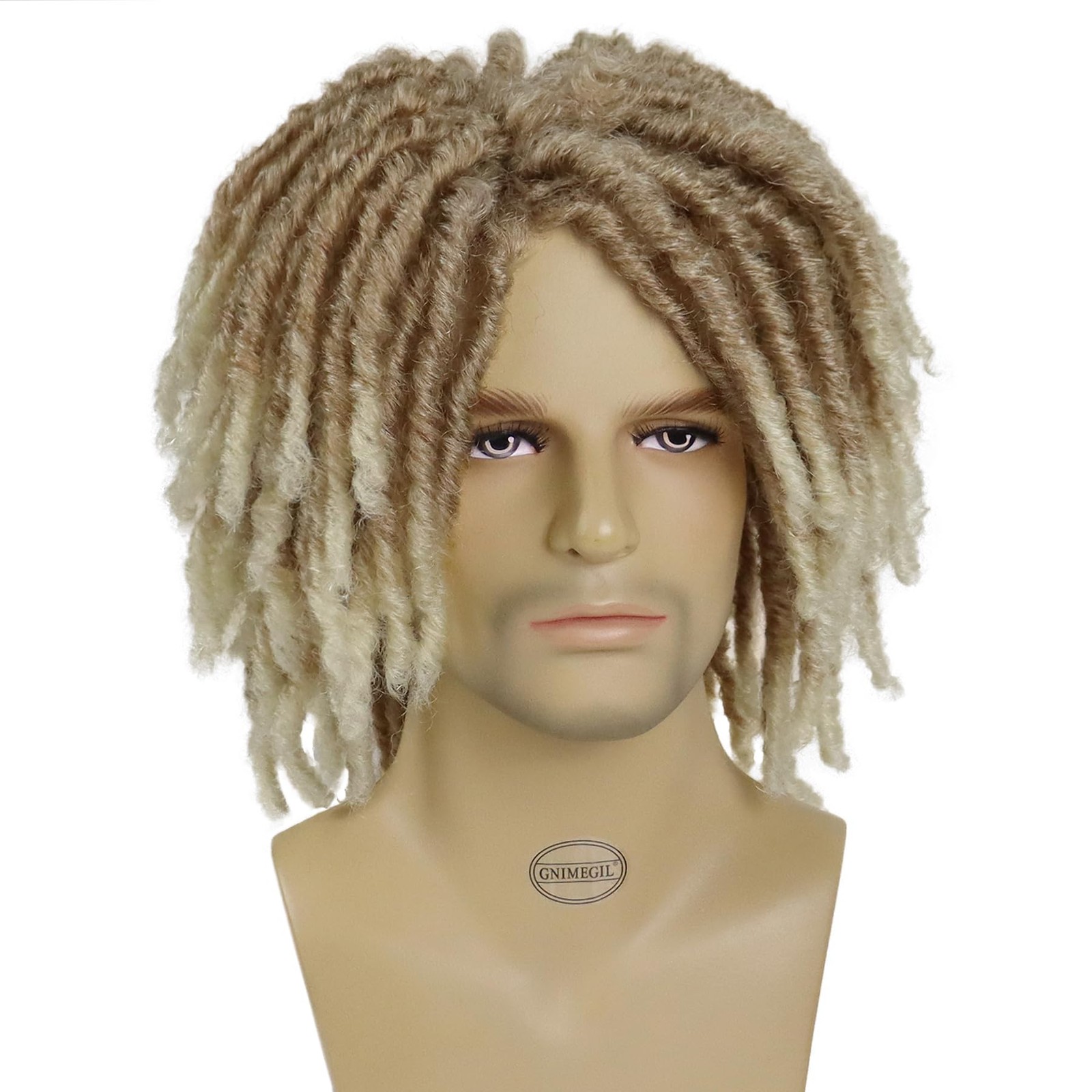 GNIMEGIL Synthetic Rasta Hair Mens Dreadlock Wigs Medium Length Ombre Blonde