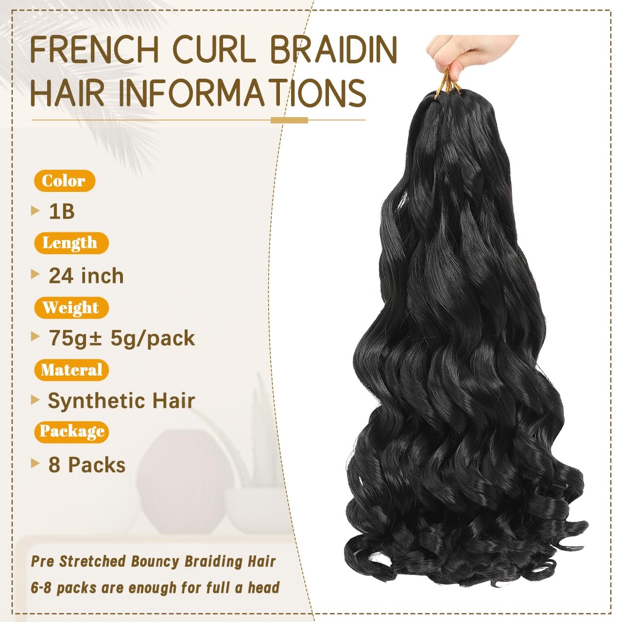 French Curl Braiding Hair Pre Stretched Bouncy Braiding Hair Curly Extension …