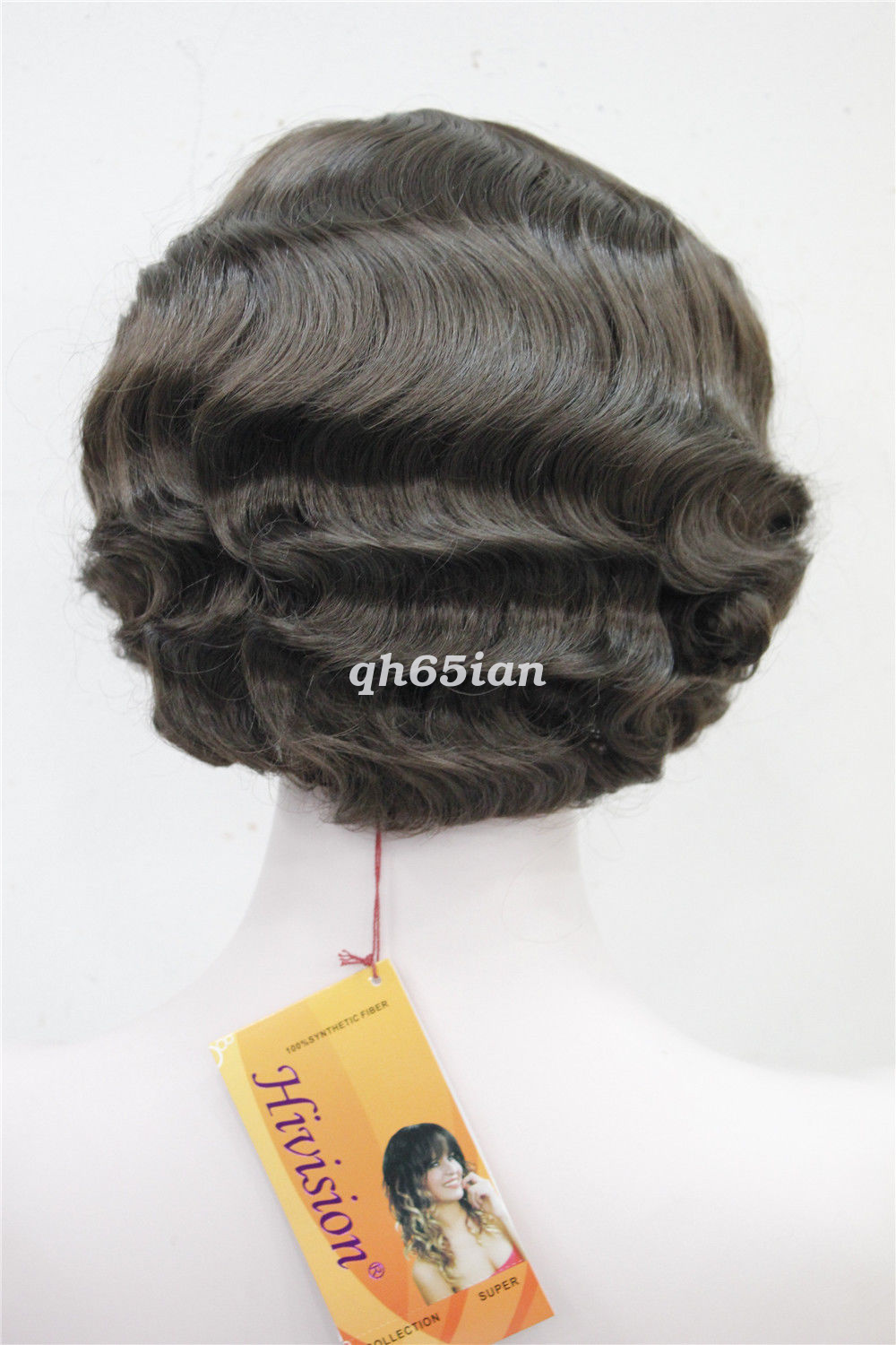 Womens Retro Short Finger Wave Curly Wavy Pinup Wigs Halloween Cosplay Wig
