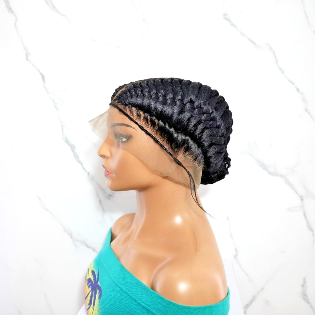 Braided Wig: Double Dutch Braids Braided Bun. Full Lace Cap, Baby Hair