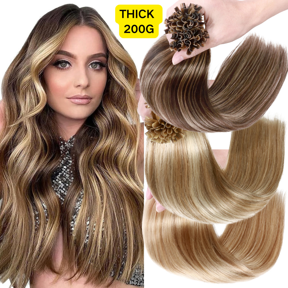 Nail U Tip 100% Real Human Hair Extensions Pre Bonded Keratin Fusion Thick 150g+