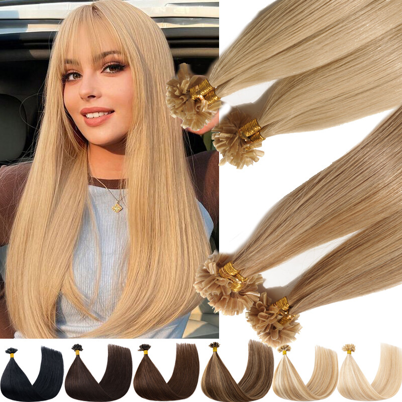 THICK Keratin Nail U Tip 100% Remy Human Hair Extensions Fusion Pre Bonded AAAAA