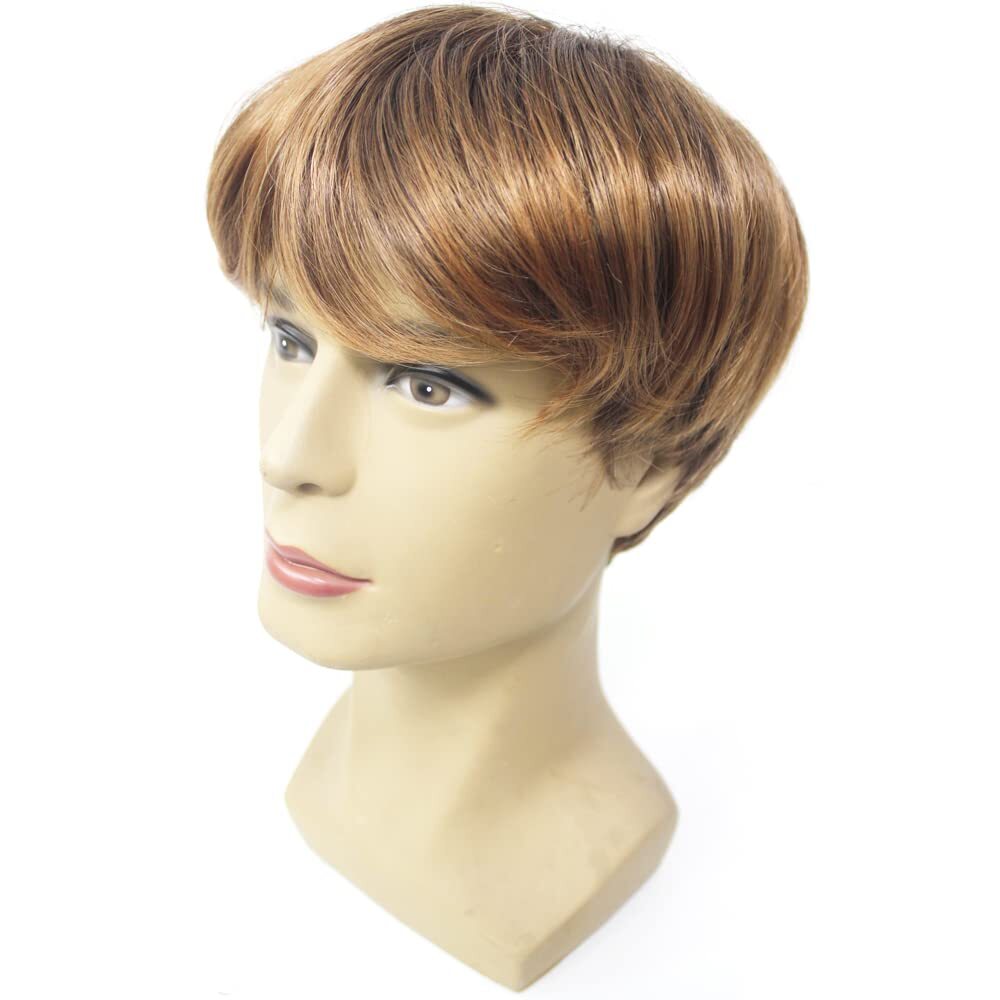 Toupee for Men Short Layered Natural Synthetic Heat Resistant Wig Size 8×10 Inch