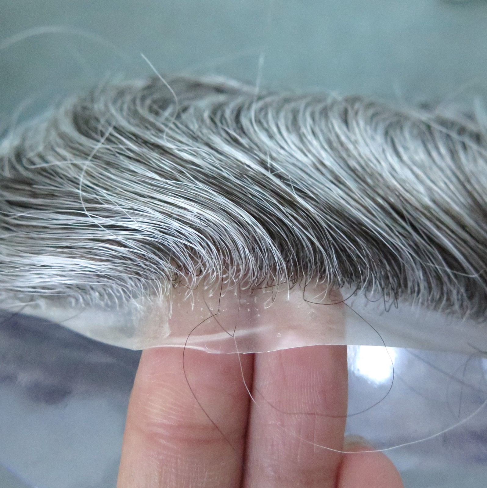 Mens Toupee Ultra Thin Skin 0.02mm Human Hair Replacement System Hairpiece #1B50