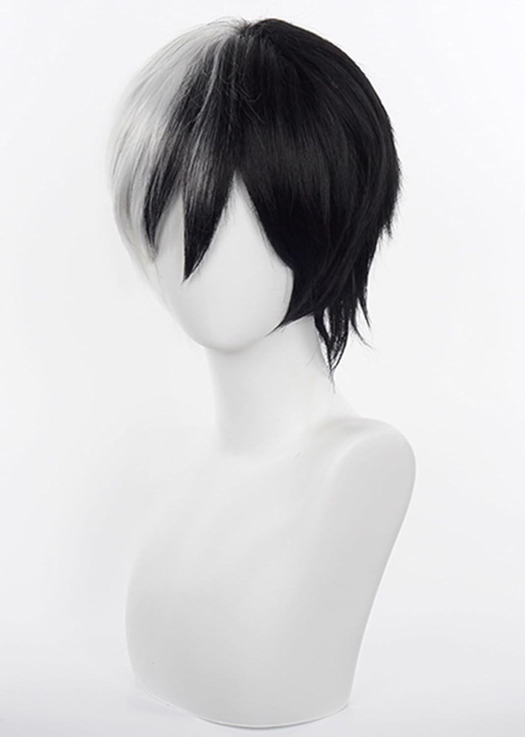 COSPLAZA Cosplay Synthetic Wig Short Black White Unisex Adult Anime Show Party H