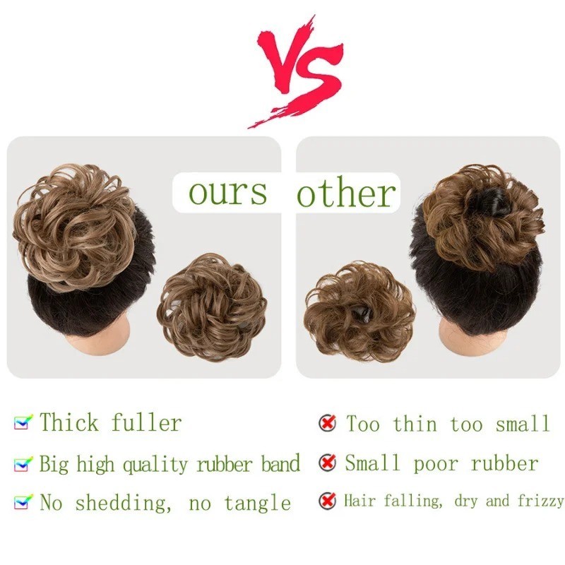 Natural Curly Messy Bun Hair Piece Scrunchie Updo Hair Extensions Real as
