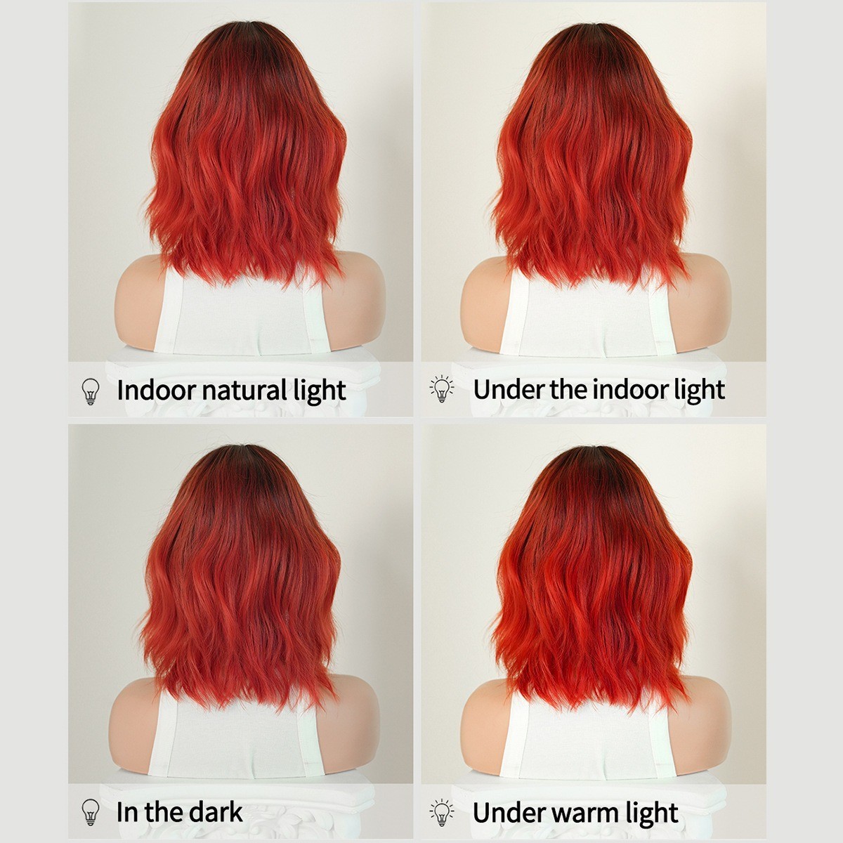 14in Bob wig red color short wavy curly hair synthetic fiber short hair