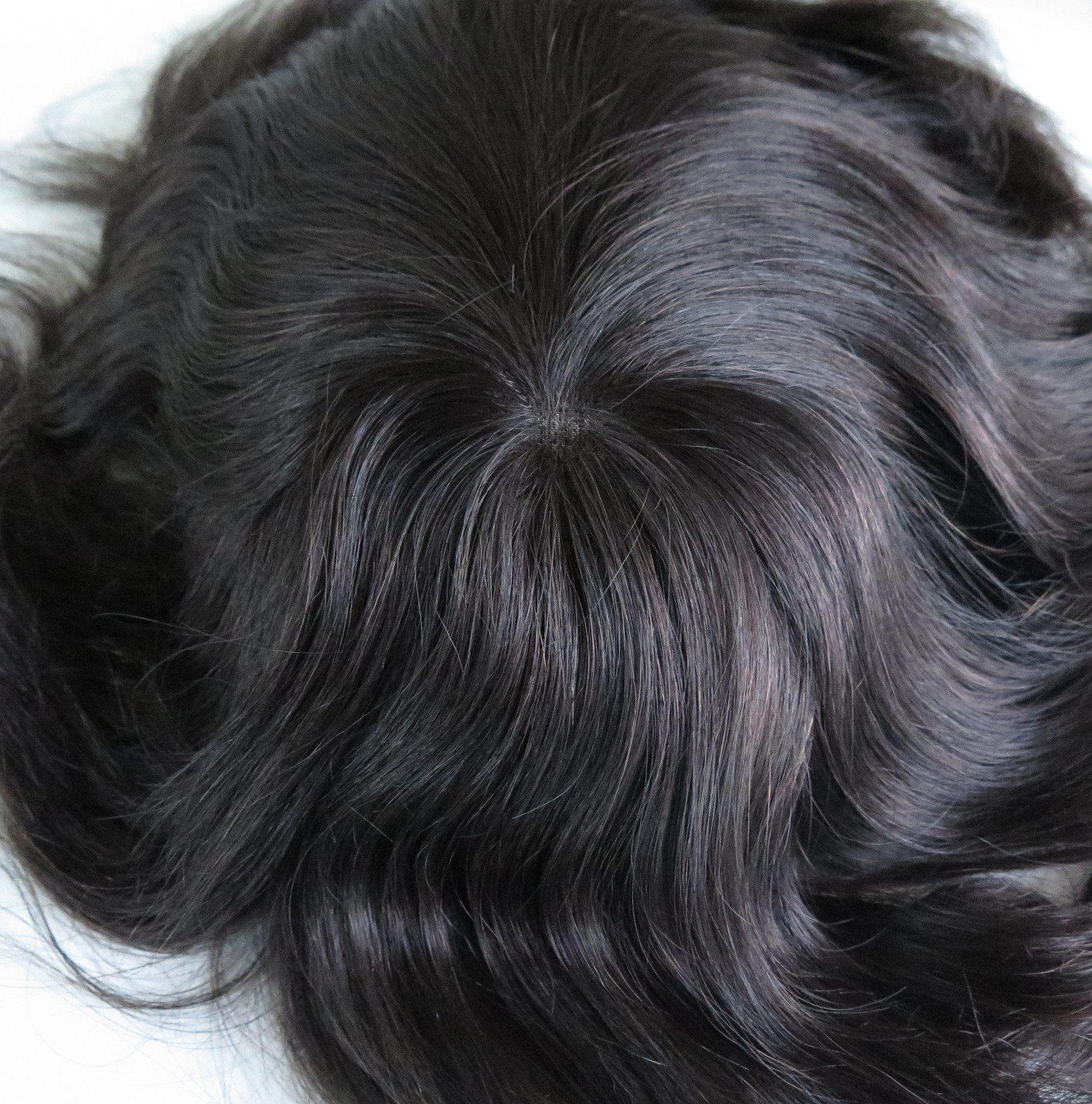 Durable Human Hair Hairpiece Hair Replacement Fine Mono&Poly System Toupee #2
