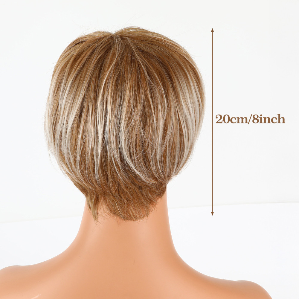 20CM Short Women Short Wigs Synthetic Natural Fake Hair Cosplay Casual