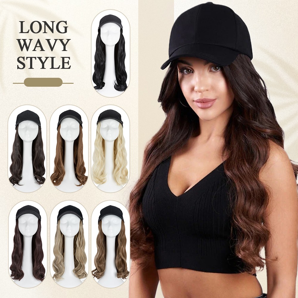 6in/8in/16in Baseball Cap with Hair Extensions Natural As Human Hat Hairpiece US