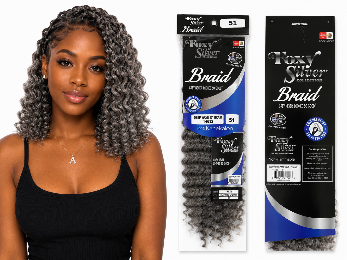 Foxy Silver DEEP WAVE 12” Crochet Braiding Hair