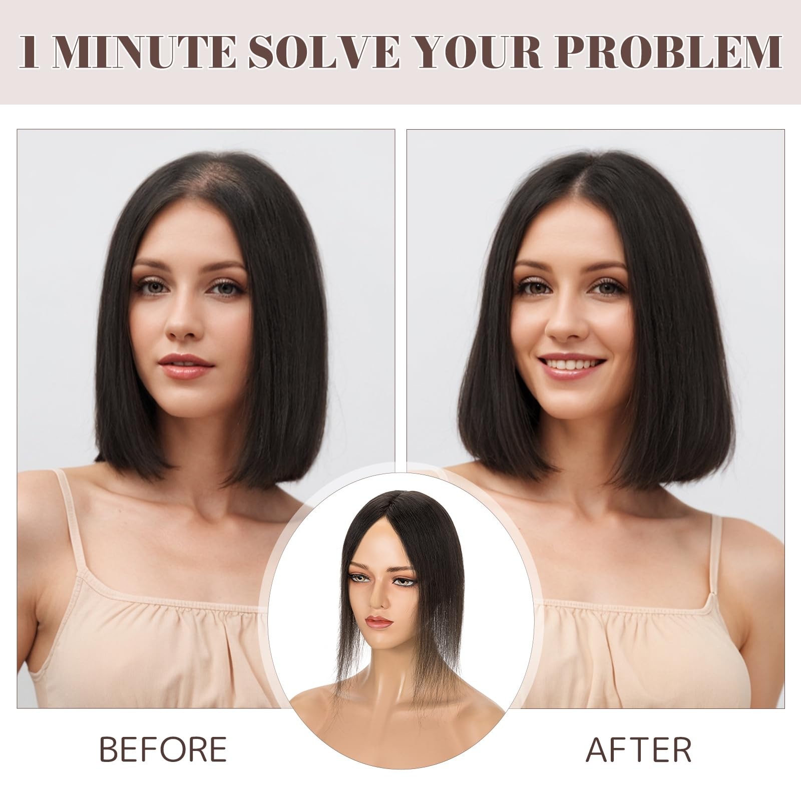 My-Lady Human Hair Toppers For Women Real Human Hair Pieces Thin 8 10Cm Silk