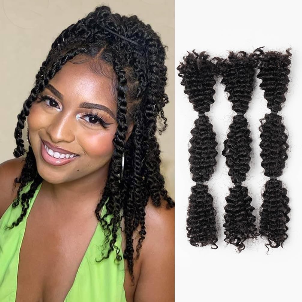 QVR Pro Kinky Curly Bulk Human Hair Extensions 20 Inch for Spring Twists 50 Gram
