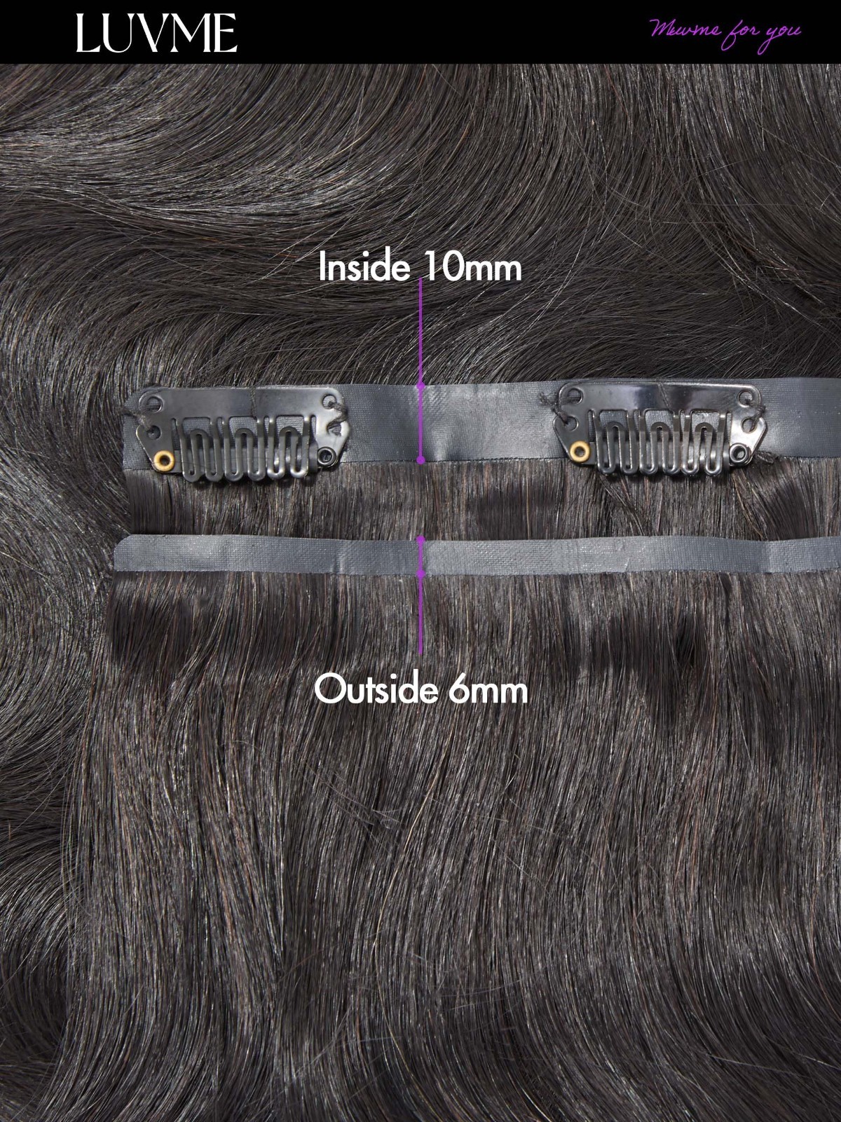 Body Wave Clip-In Hair Extensions 20″ Natural Black 110g 100% Remy Human Hair, S